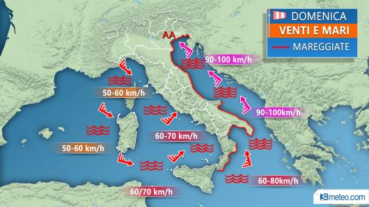 Meteo mari e venti domenica