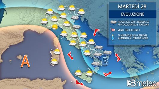 Meteo martedì 28 dicembre