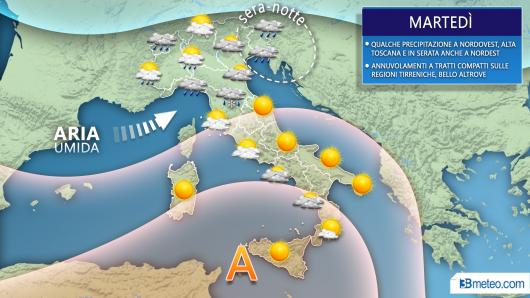 Meteo martedì