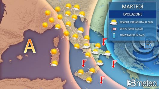 Meteo martedì 8 febbraio