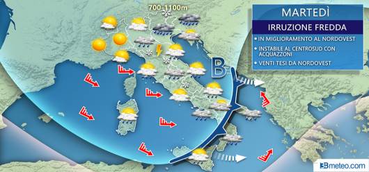 Meteo martedì - Ancora locale instabilità con venti sino a tesi/forti