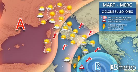 Meteo martedì e mercoledì
