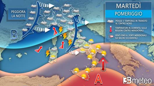 Meteo martedì pomeriggio