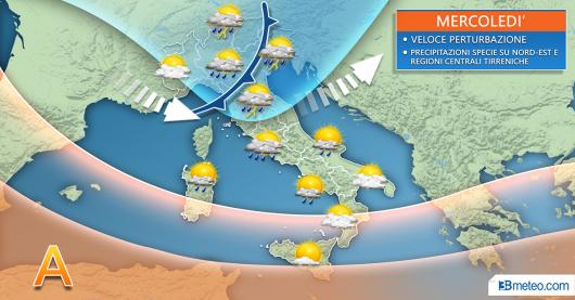 Meteo mercoledì. Perturbazione in transito