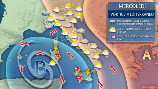 Meteo mercoledì 10 novembre