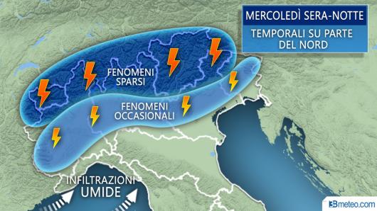 Meteo mercoledì: peggiora la sera/notte al Nord