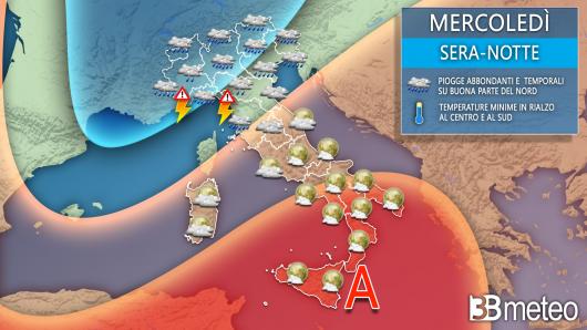 Meteo mercoledì sera-notte