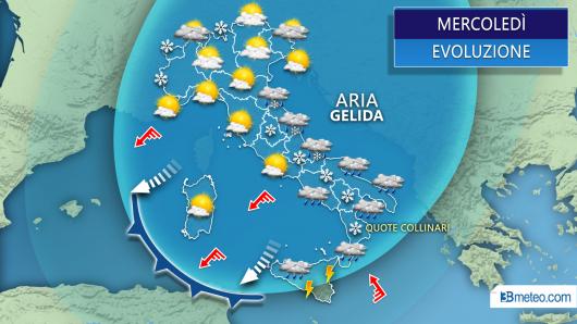 Meteo neve mercoledì