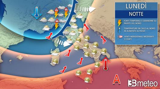Meteo notte tra domenica e lunedì