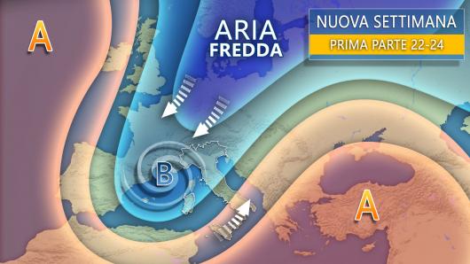 Meteo nuova settimana, freddo e maltempo in vista