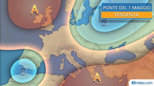 Meteo ponte del 1 maggio, tendenza
