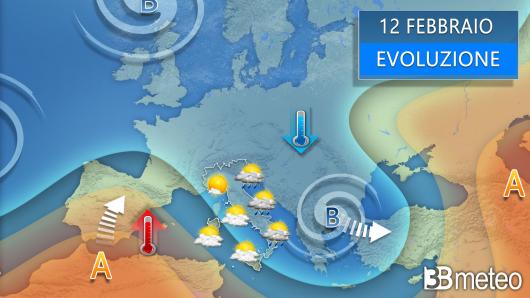 Meteo - Previsione media per Lunedì 12 febbraio