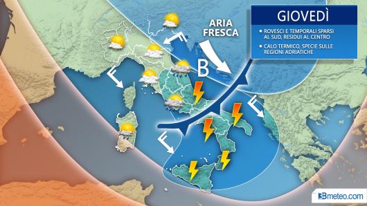 Meteo previsioni grafiche per giovedì