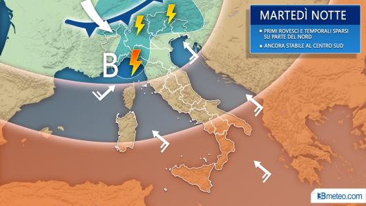 Meteo previsioni grafiche per martedì