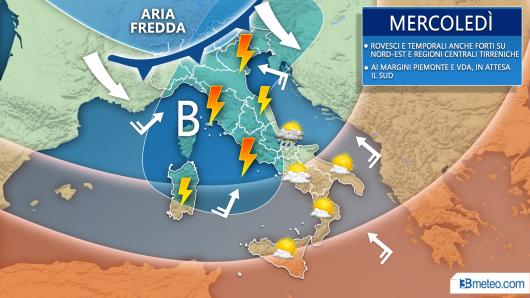 Meteo previsioni grafiche per mercoledì