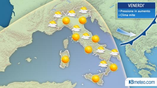 Meteo previsto venerdì