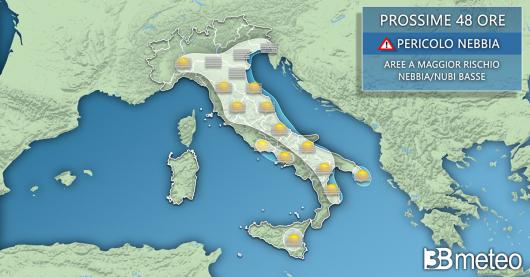 Meteo prossime 48 ore, rischio nebbia o nubi basse