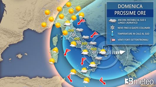 Meteo prossime ore domenica