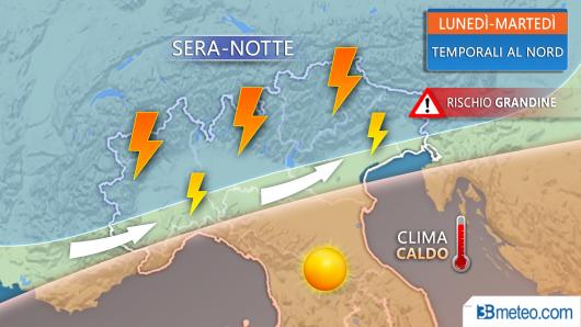 Meteo Rischio forti temporali al Nord