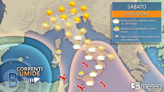 Meteo sabato Italia