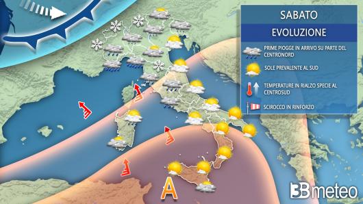 Meteo sabato prossime ore