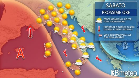Meteo sabato prossime ore