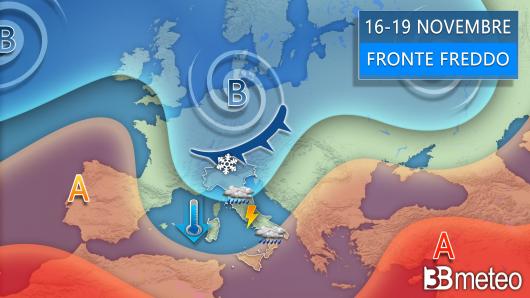 Meteo seconda parte della settimana con possibile fronte freddo dal nord Europa