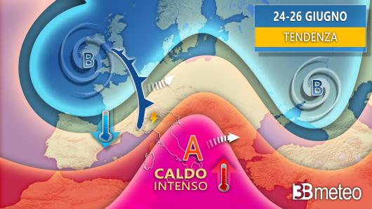 Meteo sinottica venerdì e weekend 25-26 giugno