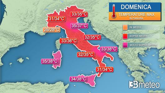 Meteo temperature domenica