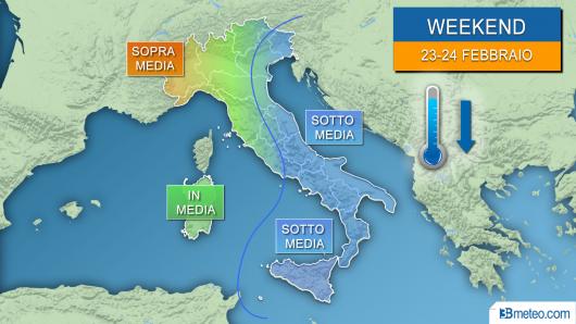 Meteo temperature previste nel weekend 23-24 febbraio 