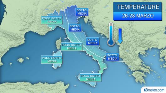 Meteo temperature rispetto alle medie nella prima parte della nuova settimana