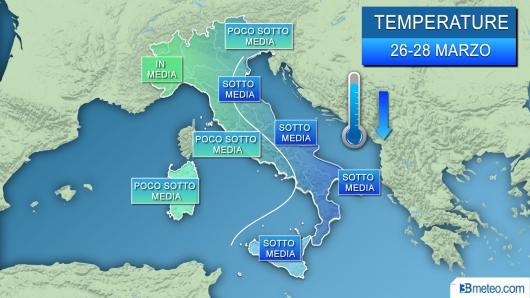 Meteo temperature, sotto media su molte regioni fino a mercoledì-giovedì