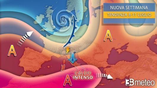 Meteo tendenza 2° parte della settimana da giovedì al weekend