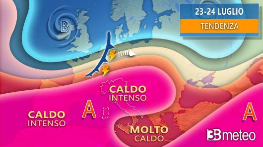 Meteo, tendenza per il weekend 23-24 luglio