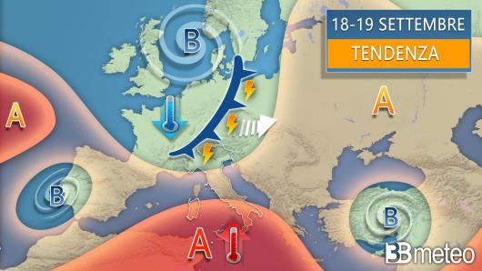 Meteo tendenza per l'inizio della prossima settimana (18-19 settembre)