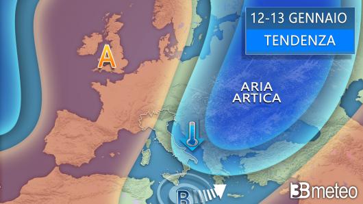 Meteo - Tendenza tra 12 e 13 gennaio