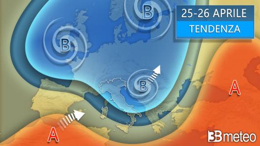 Meteo tendenza tra 25 e 26 aprile