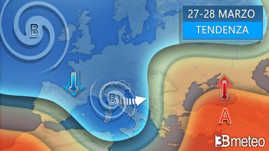 Meteo tendenza tra mercoledì e giovedì (27-28 marzo)