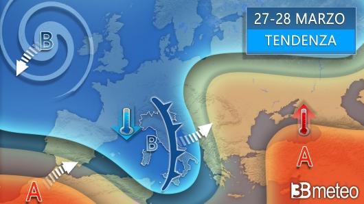Meteo tendenza tra mercoledì e giovedì (27-28 marzo)