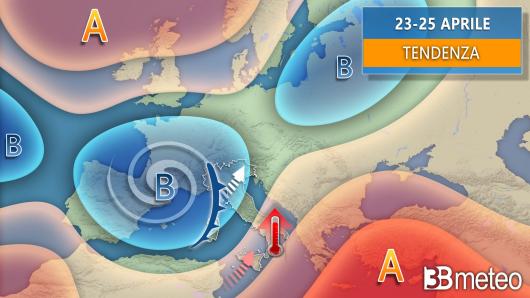 Meteo tendenza tra sabato 23 e lunedì 25 aprile