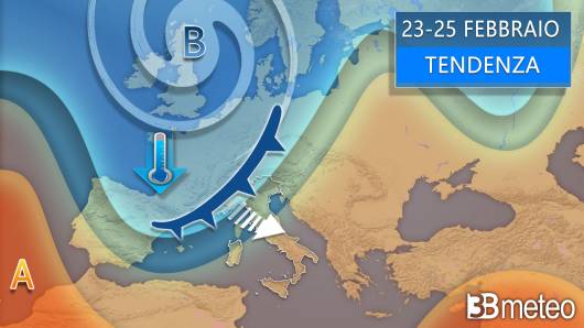Meteo tendenza tra venerdì e il weekend (23-25 febbraio)