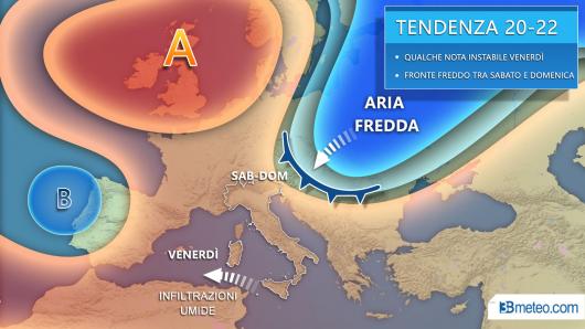 Meteo tendenza tra venerdì e il weekend