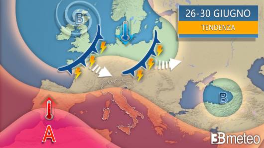 Meteo, tendenza ultima settimana di giugno