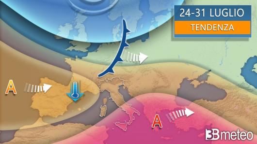 Meteo - Tendenza ultima settimana di luglio