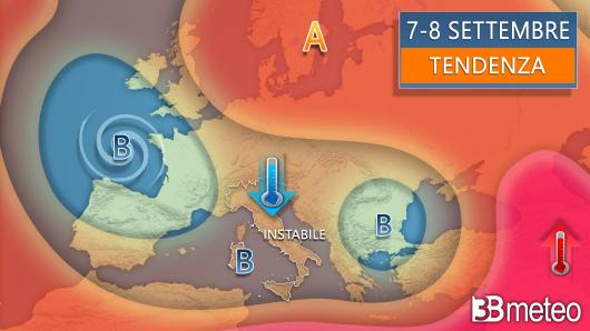 Meteo - Tendenza weekend 7-8 settembre