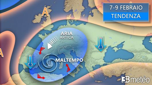 Meteo tra venerdì 7 e il weekend 8-9 febbraio
