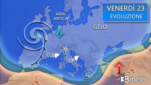 Meteo venerdì 23 gennaio
