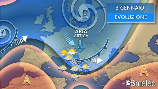 Meteo venerdì 3 gennaio