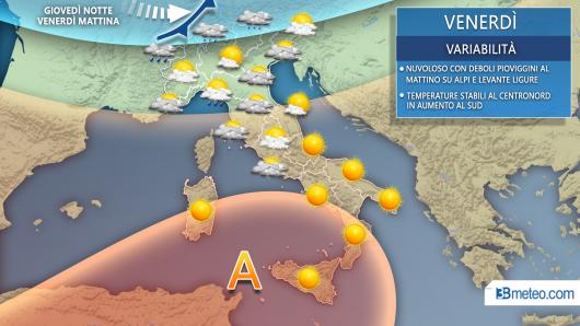 Meteo venerdì
