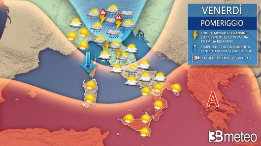 Meteo venerdì ore centrali
